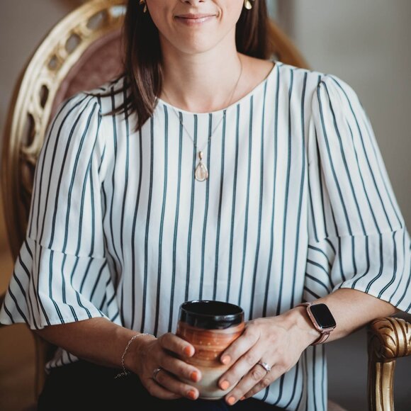 Massimo Dutti striped ruffle-sleeve blouse M - Picture 1 of 4